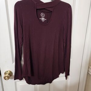 Maurices Deep Burgundy Long Sleeve Top